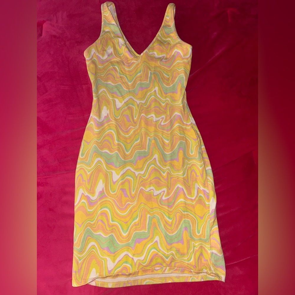 Wild Fable Gold and Blue Sheath Midi Dress